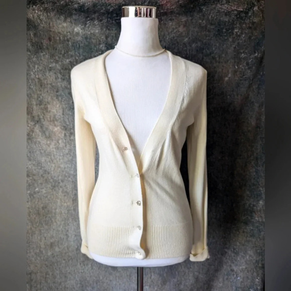 Banana Republic Sweaters - Vintage Banana Republic Ivory Angora Cardigan